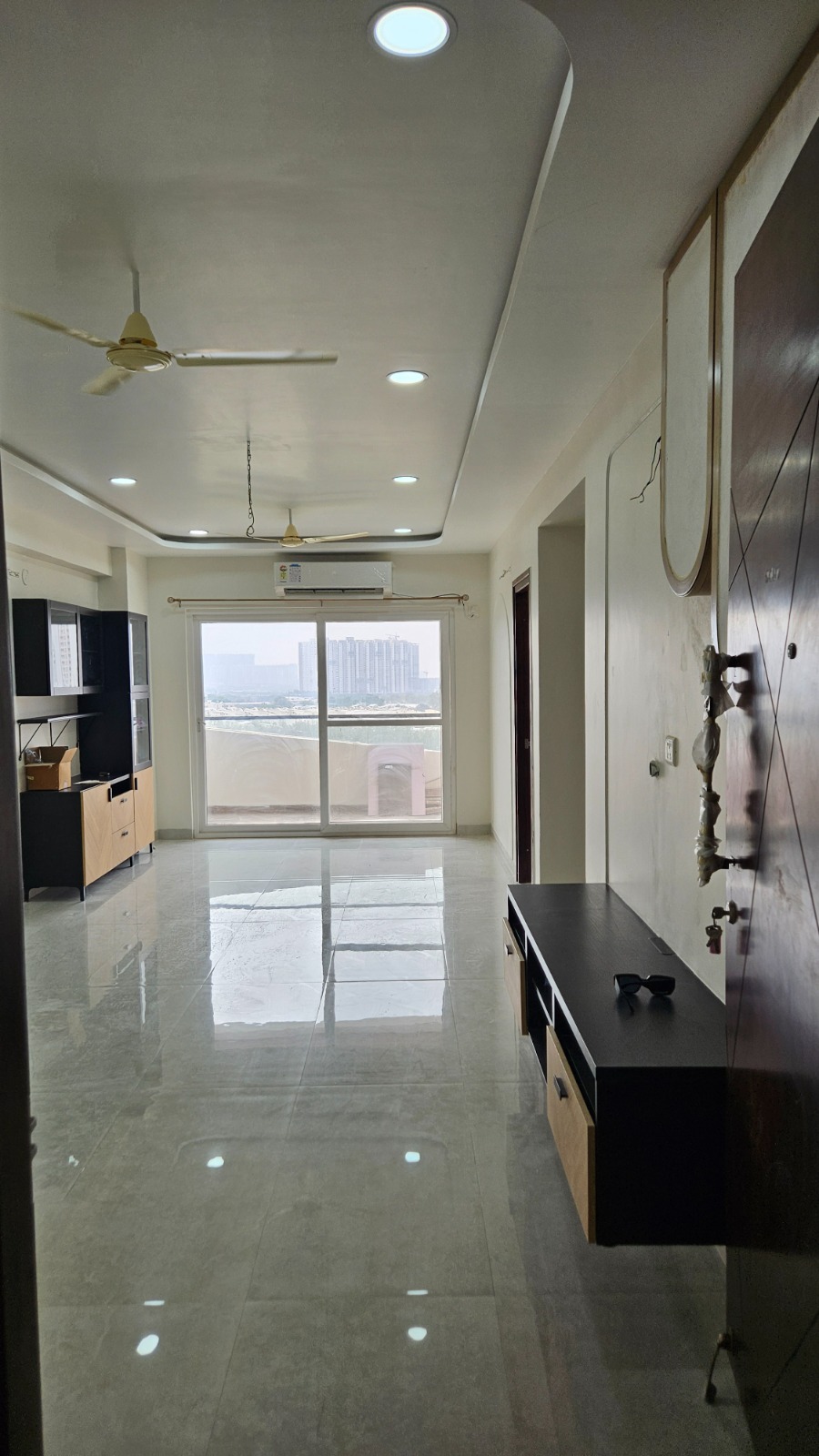 Living room with balcony view